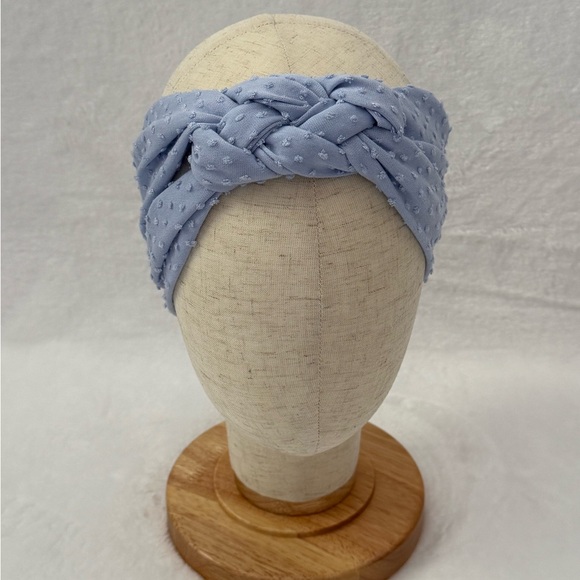Light Blue Swiss Dot Sailor Knot Headband, Handmade & New Without Tag - Picture 7 of 9